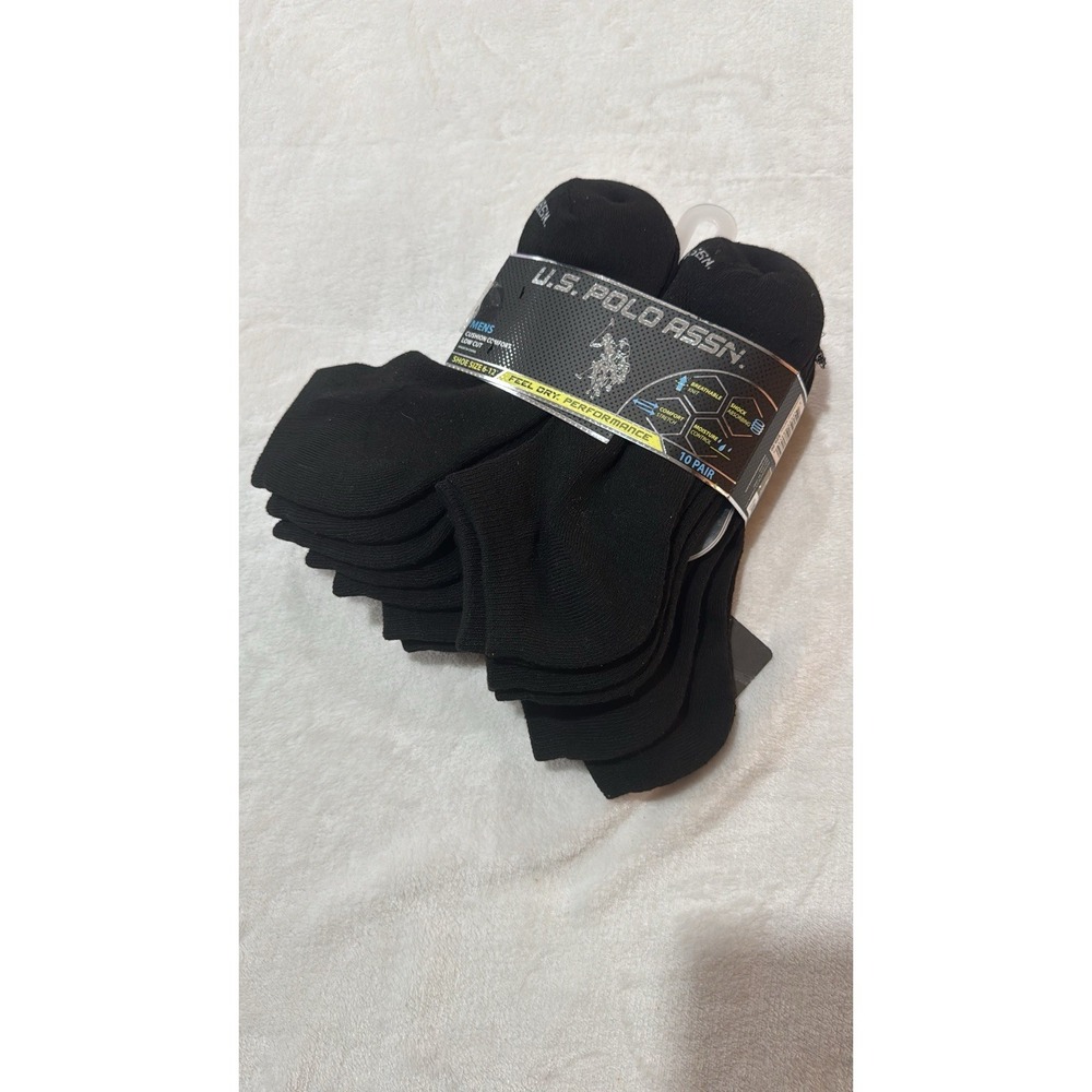 U.S. Polo Assn. Men's Low Cut Cushioned Socks 6 Pairs Size 6-12 Black